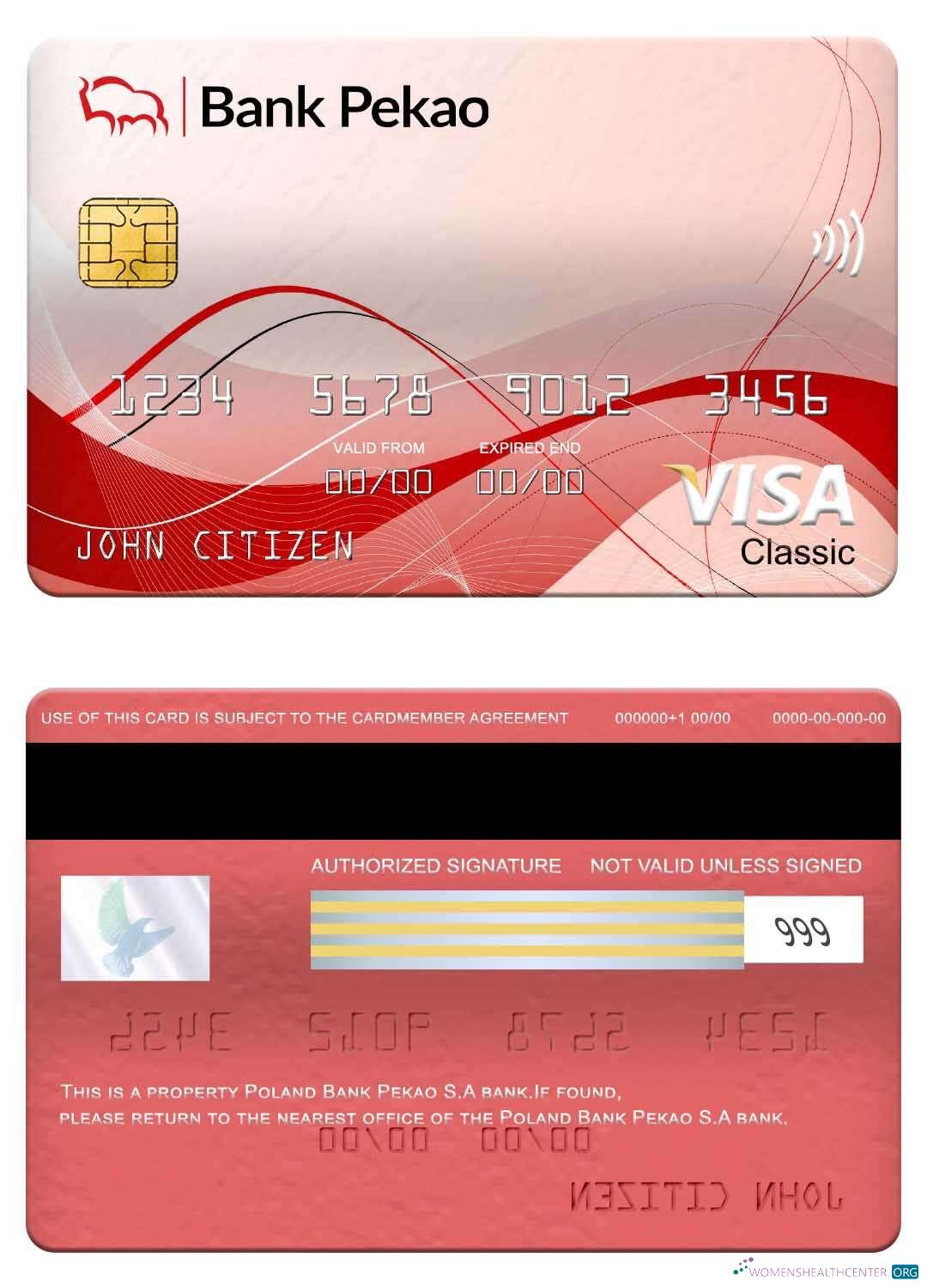 Download Poland Bank Pekao S.A bank visa classic card Photoshop template